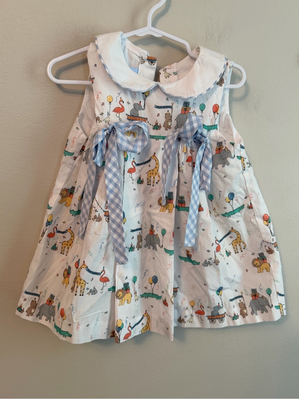 Bella Bliss Party Animal Dress with Blue Gingham Bows